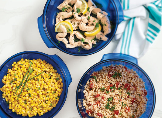 Herbed Corn, Chicken Picatta and Tomato Rice