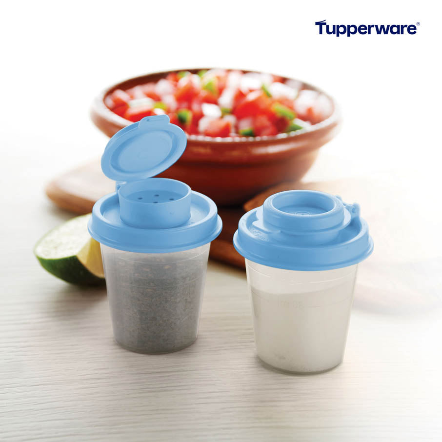 Large Hourglass Salt & Pepper Shakers and Tupper® Mini Salt & Pepper Shakers